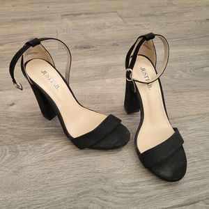 Black Velvet Ankle Strap Heels